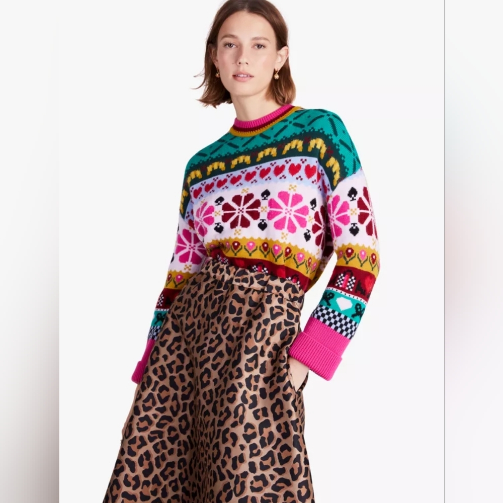 Kate Spade Multicolor Patterned Sweater in Size XL